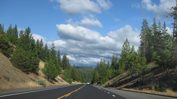 Open road with blue skies