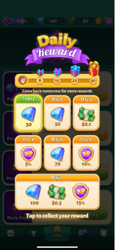 solitaire cash daily reward